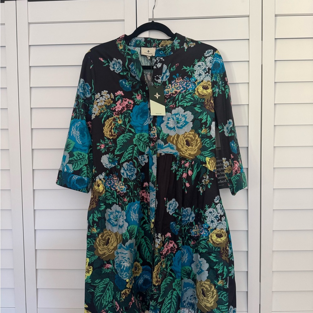 NWT Tuckernuck Verdant Floral Royal Shirt Dress Size M